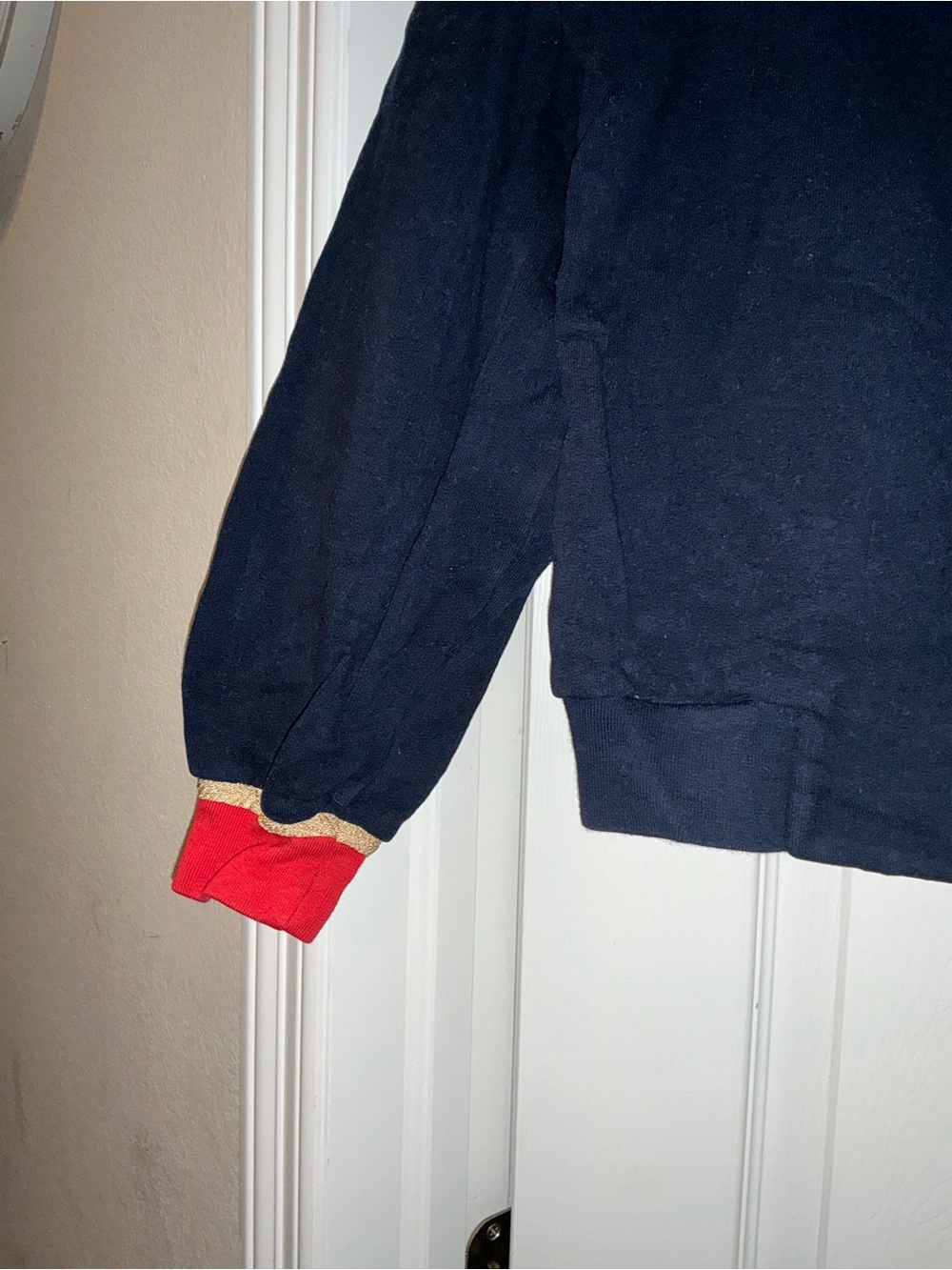 St. John Sport Navy, Red & Gold Military-Inspired Knit Jacket – Size Medium - Picture 9 of 10